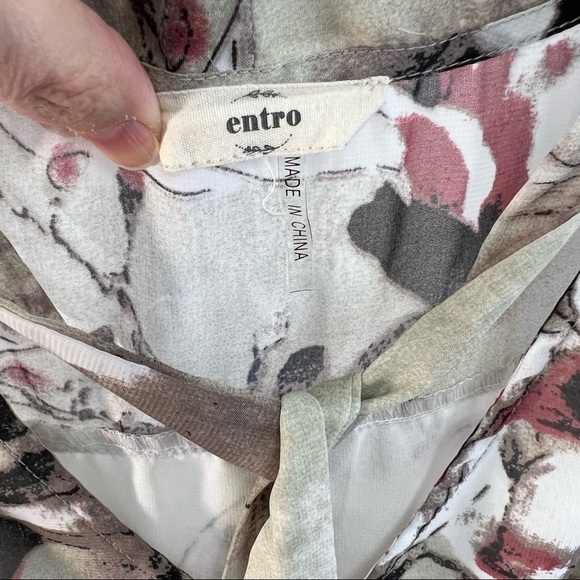 Entro sleeveless floral tunic with neck tie sheer fully lined Small - Picture 6 of 8